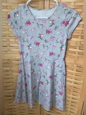 The Children's Place Girls 10/12 Gray Dress with Pink & Purple Heart Prints